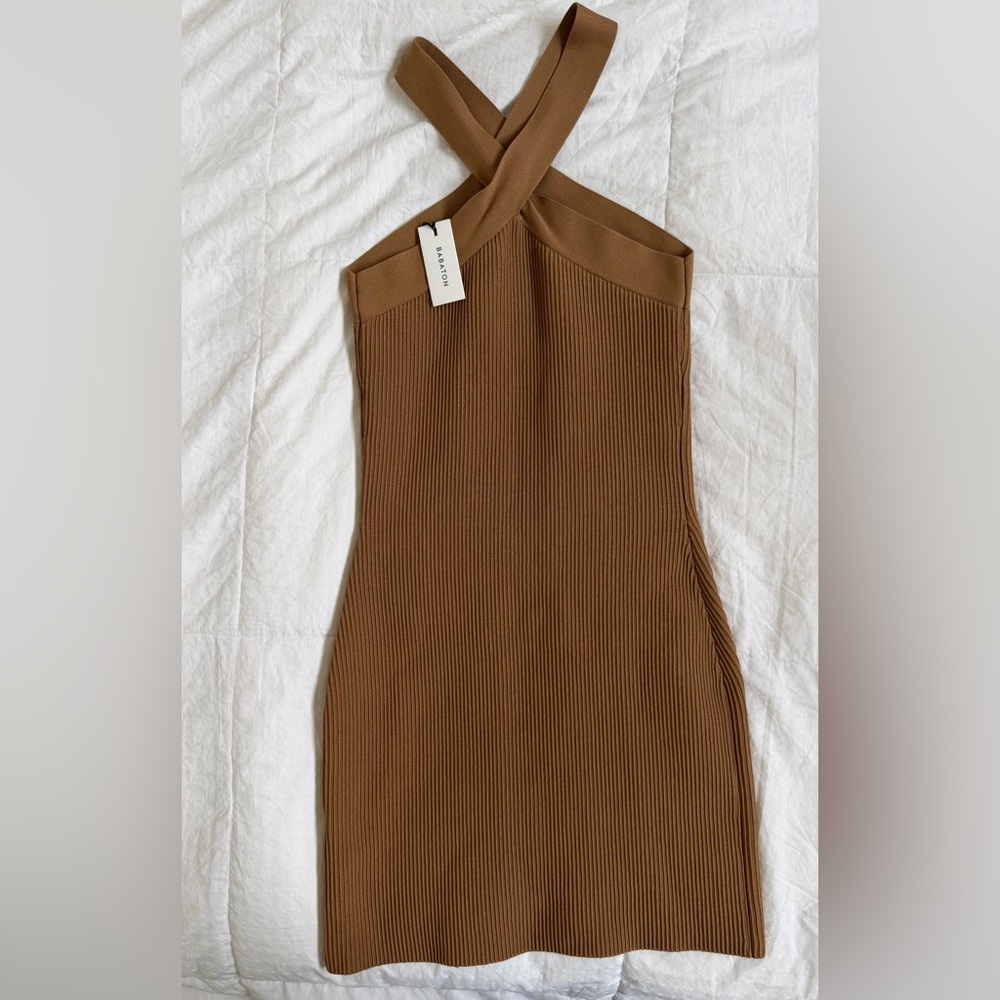 SOLD🎉NWT Babaton Camel Ribbed Knit Dress - Picture 4 of 4